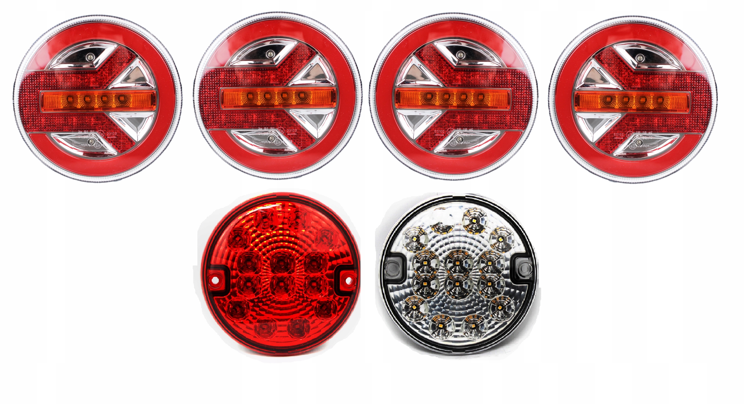 Sada Led Tir Přívěsů Kulatá 12-24V 5 Funkcí