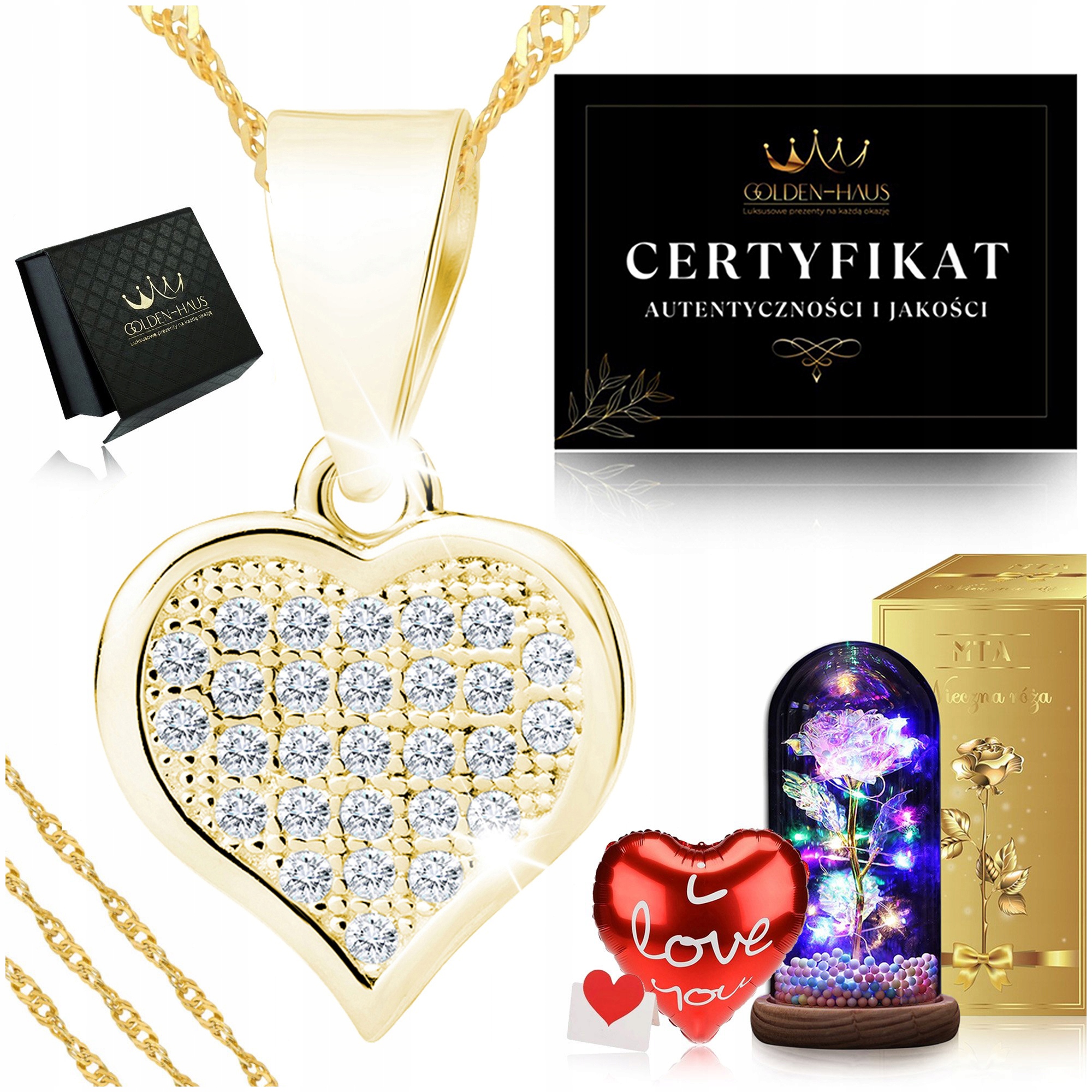 Zlatý Náhrdelník Srdíčko Věčná Růže, Pro Ženu, Dívku, Maminku, Manželku