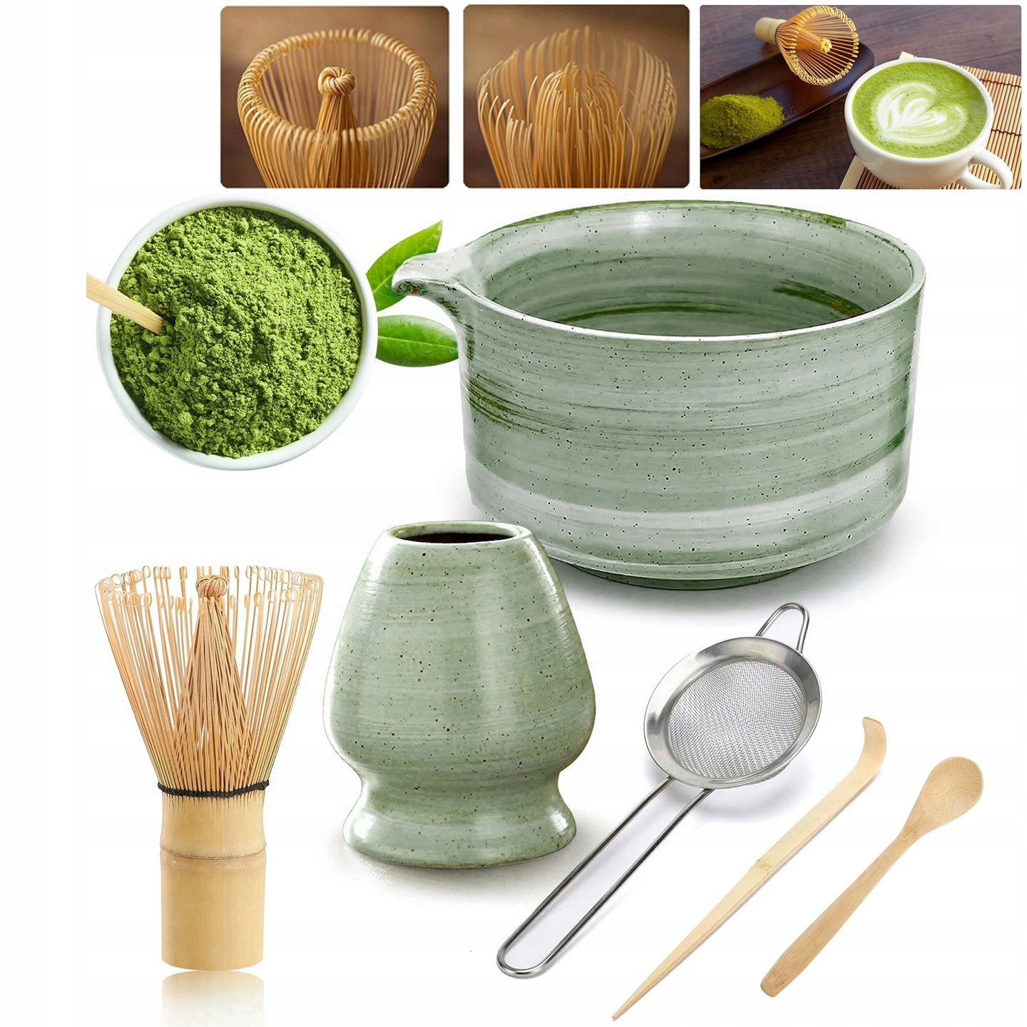 Bambusový Dárková Sada Metlička Štětec Na Čaj Matcha 6 Sada