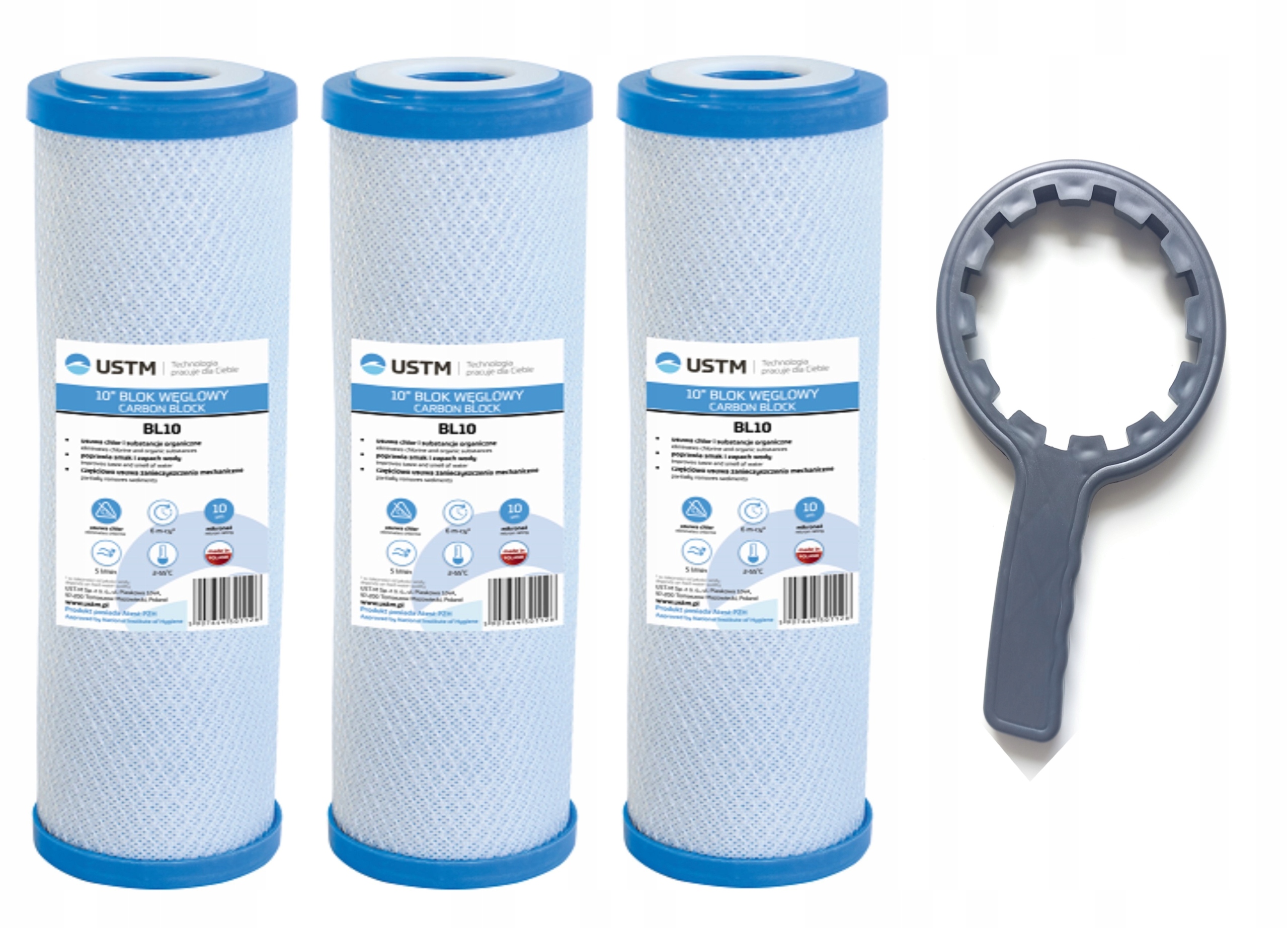 3× Wkład filtrujący węglowy Ust-m BL10 Klucz