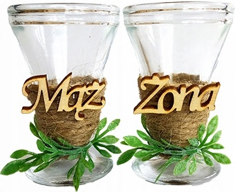 

Oszukane kieliszki 15ml wesele rustykalne Mąż Żona