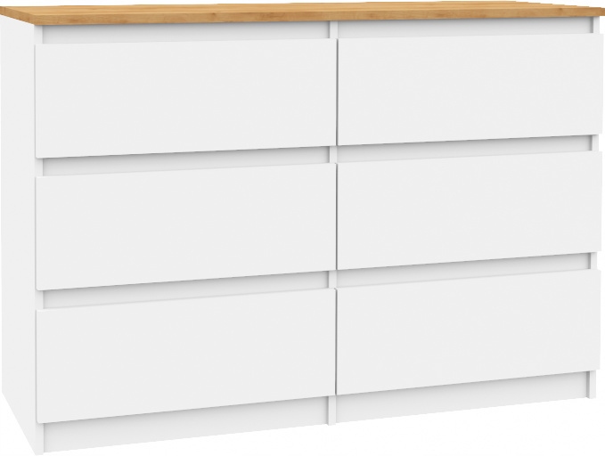 

Duża Komoda 120CM 6 Szuflad Biały Dąb Craft