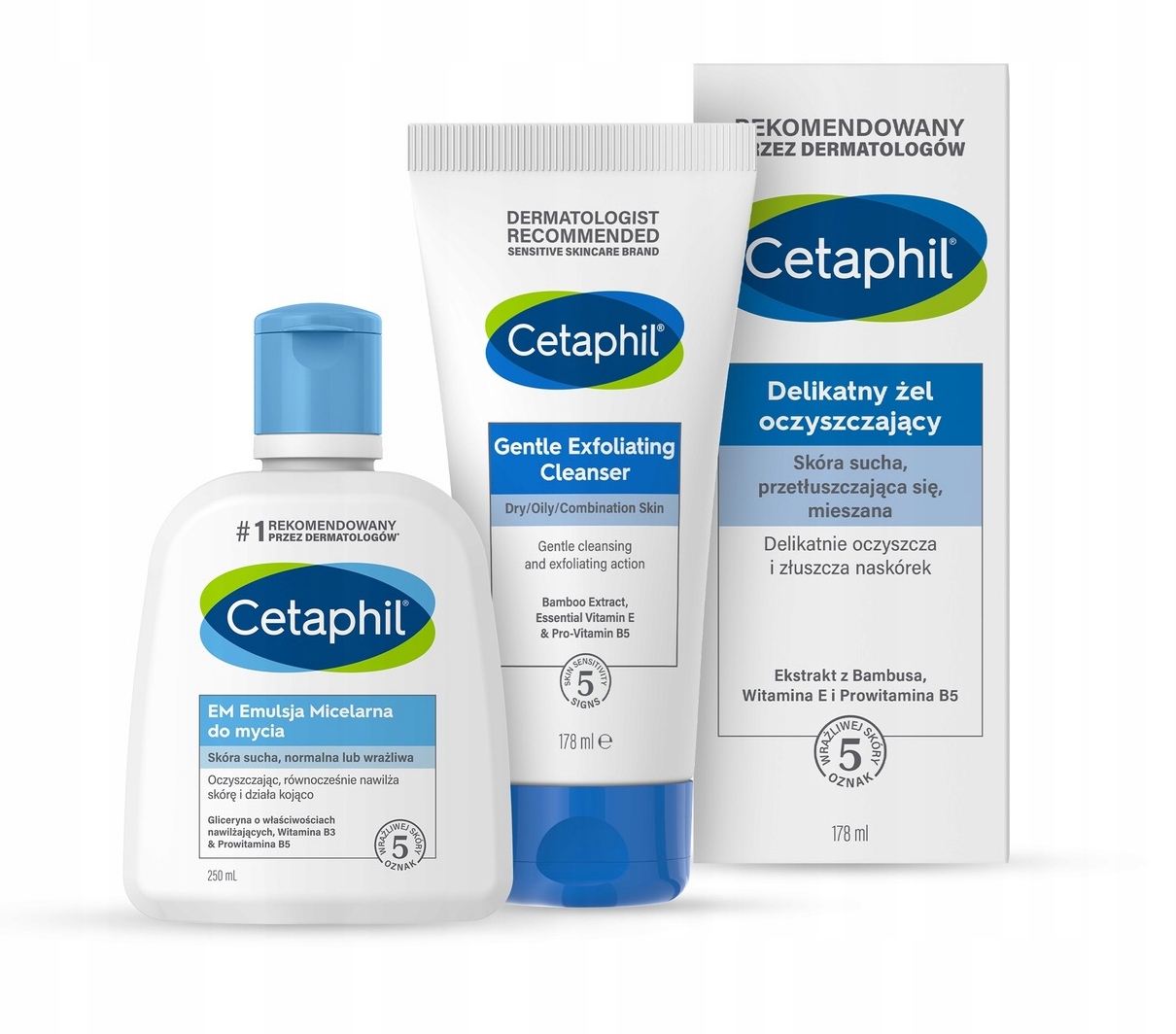 Zestaw Cetaphil Em Emulsja 250 ml i Delikatny żel