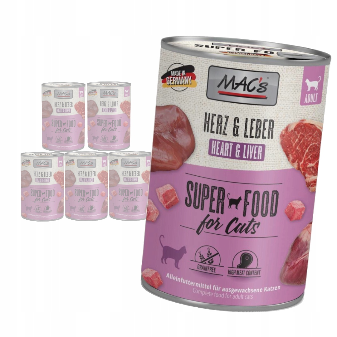 MAC's Cat Mokré Krmivo Pro Kočky Hovězí srdce Játra 6x400g