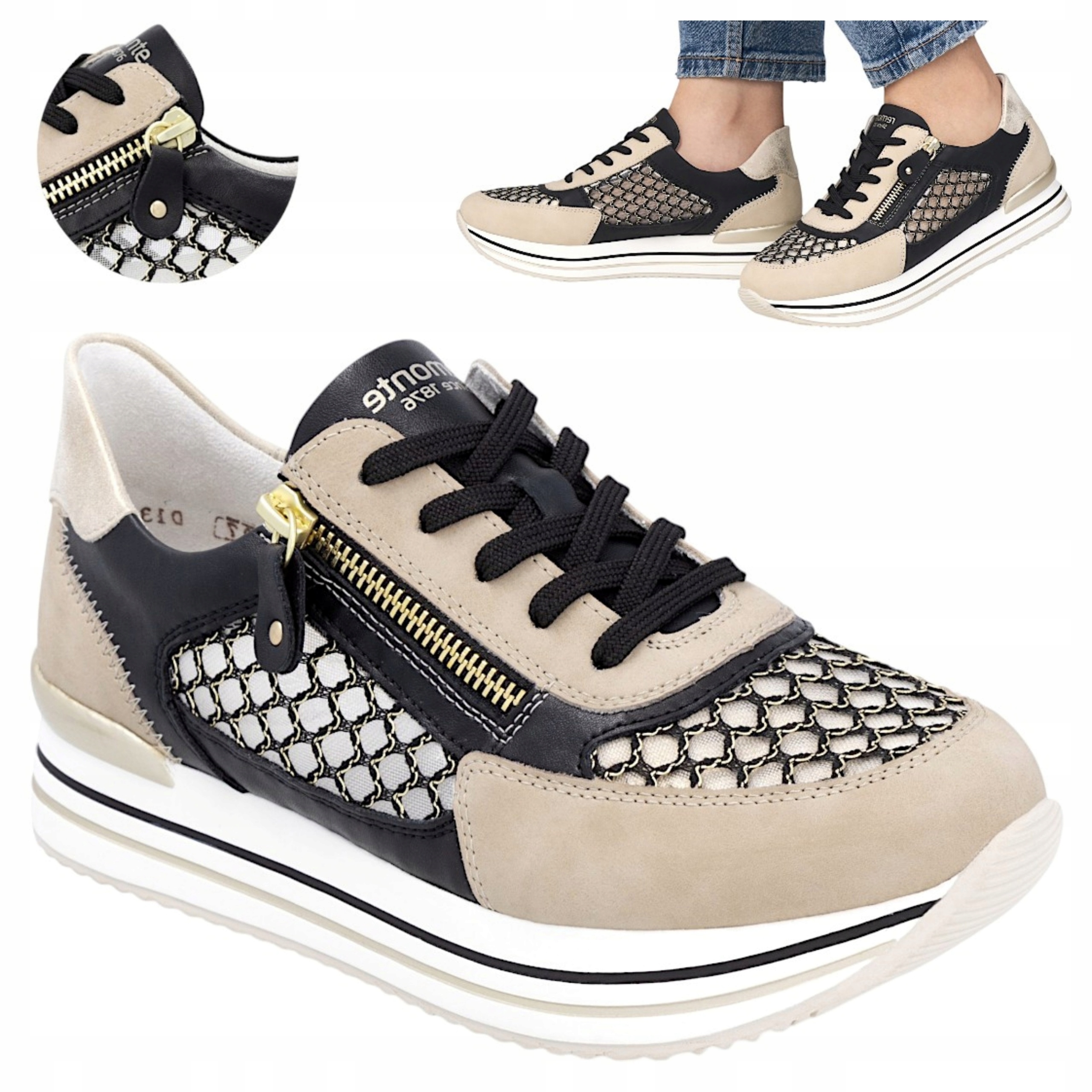 Rieker Remonte 37 Ažurové polobotky dámské šněrovací tenisky platforma