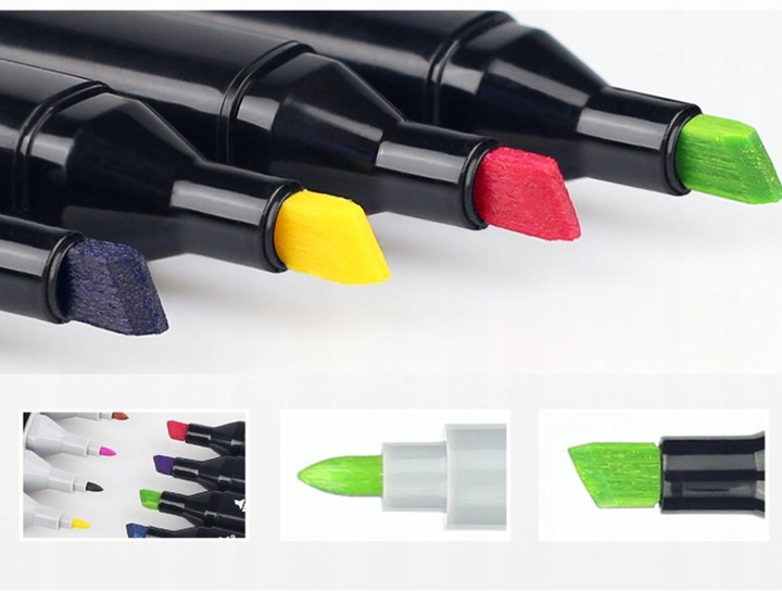 MARKERY FLAMASTRY PISAKI ALKOHOLOWE DWUSTRONNE PRO ZESTAW 80x 80SZT + TORBA Kolor Wielokolorowy