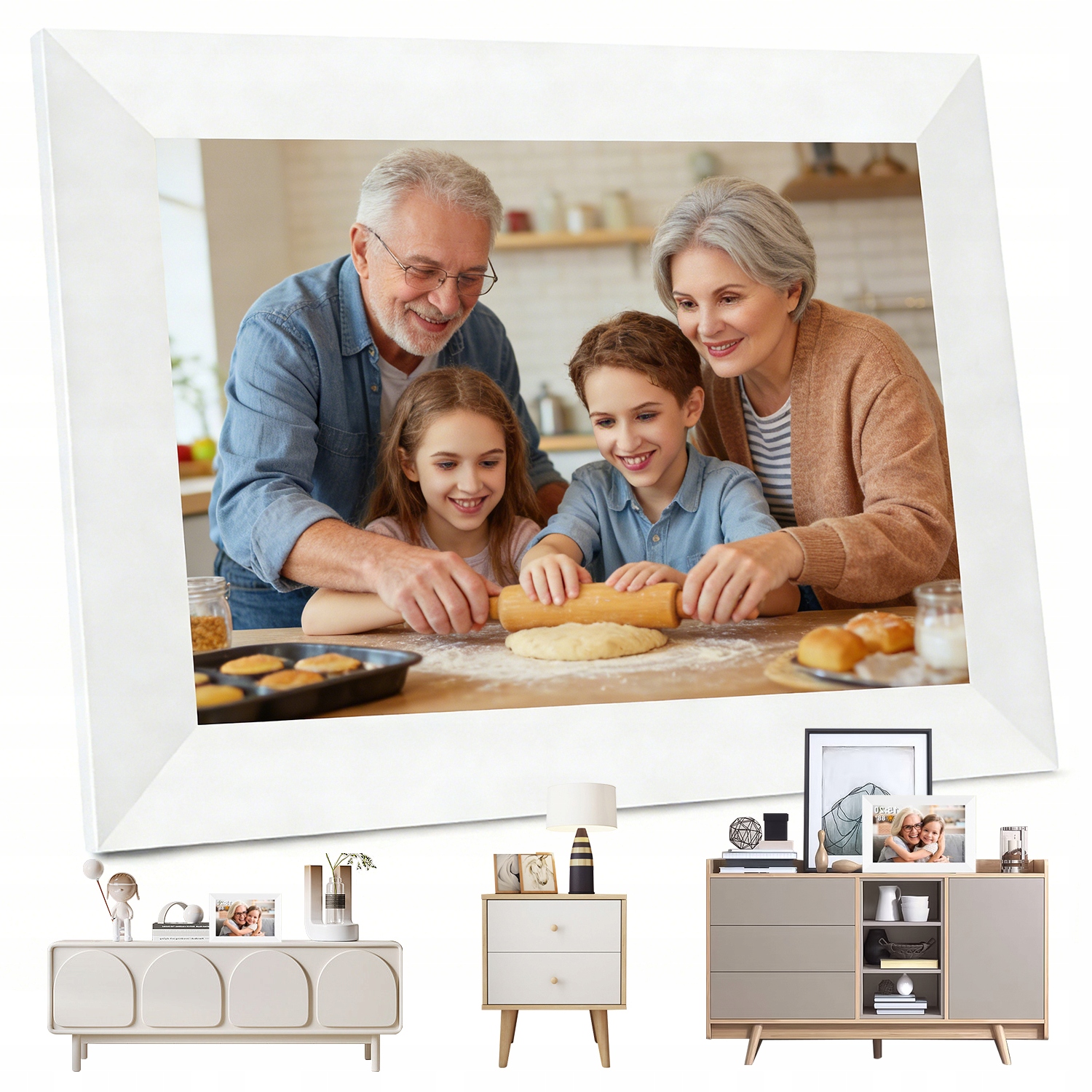 Digitální Fotografický Rámeček 10.1'' Ips Hd Displej 1280×800 Wifi Bílý