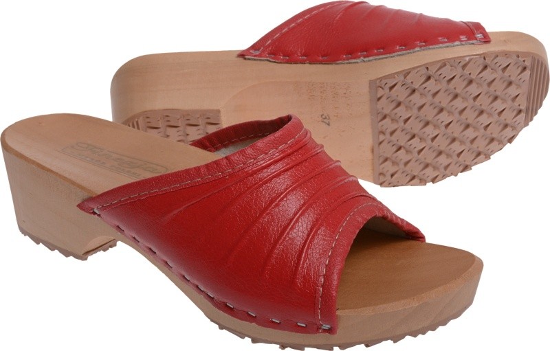 

Klapki Drewniaki Damskie Otwarte Marszczone czer38