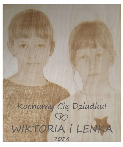 Portrét na dřevě z fotografie jako dárek pro dědečka babičky A4 21x30 cm velký