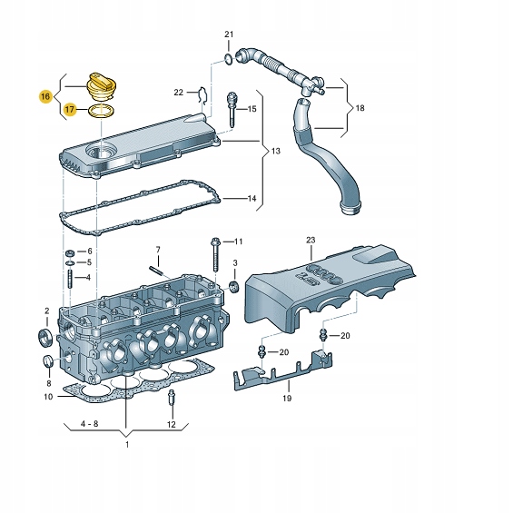 KOREK WLEWU OLEJU 06C103485N AUDI VW SEAT SKODA Numer katalogowy części 06C 103 485N
