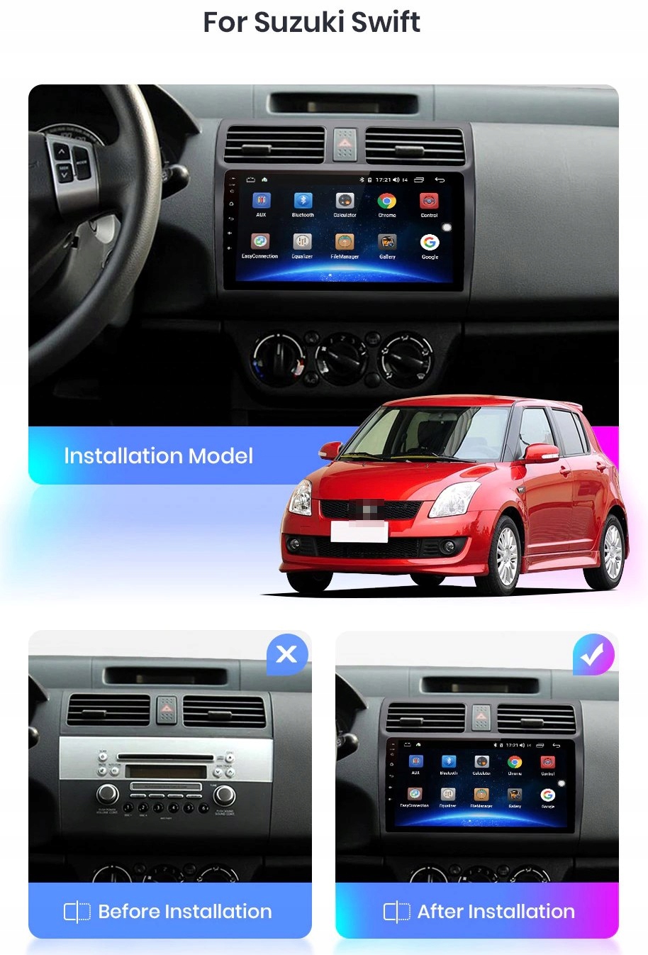 Radio 10' ANDROID Suzuki Swift 4/64G GPS WiFi PL Kod producenta 1445