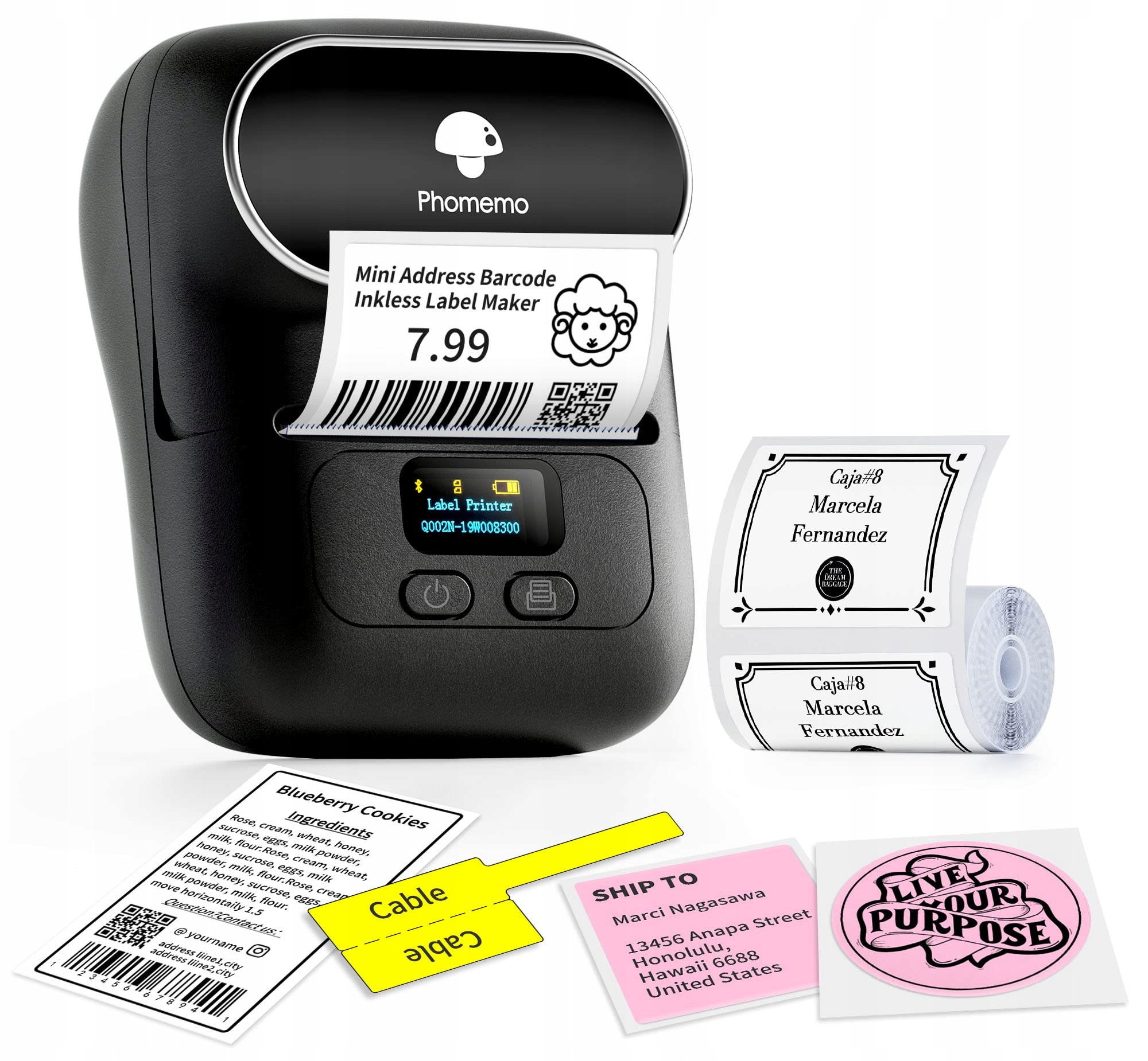 Phomemo M110 černá mini termální tiskárna samolepících štítků