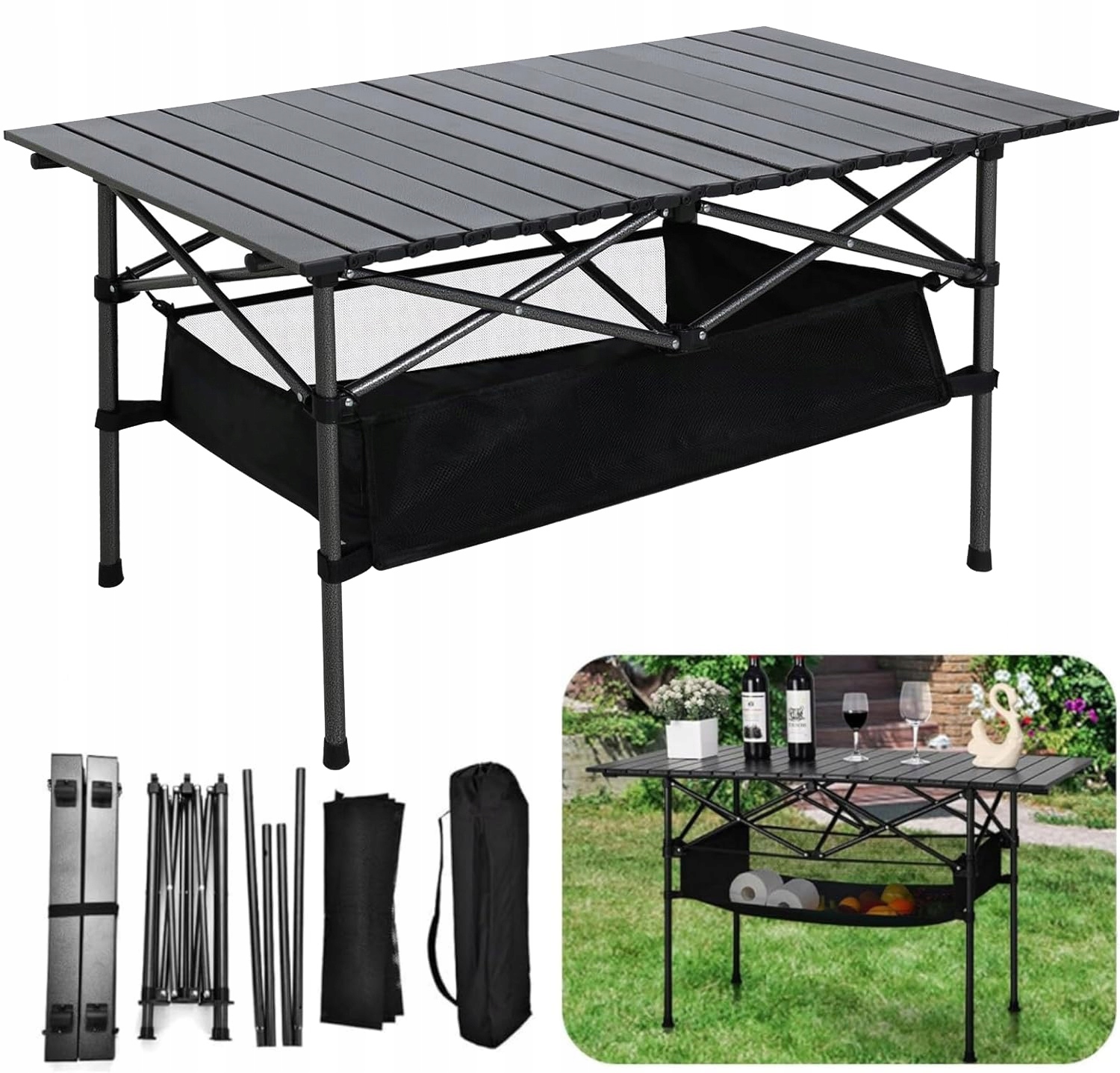 Turistický Skládací Kempingový Stolek, Přenosný Stolek S Taškou, Úložný Prostor