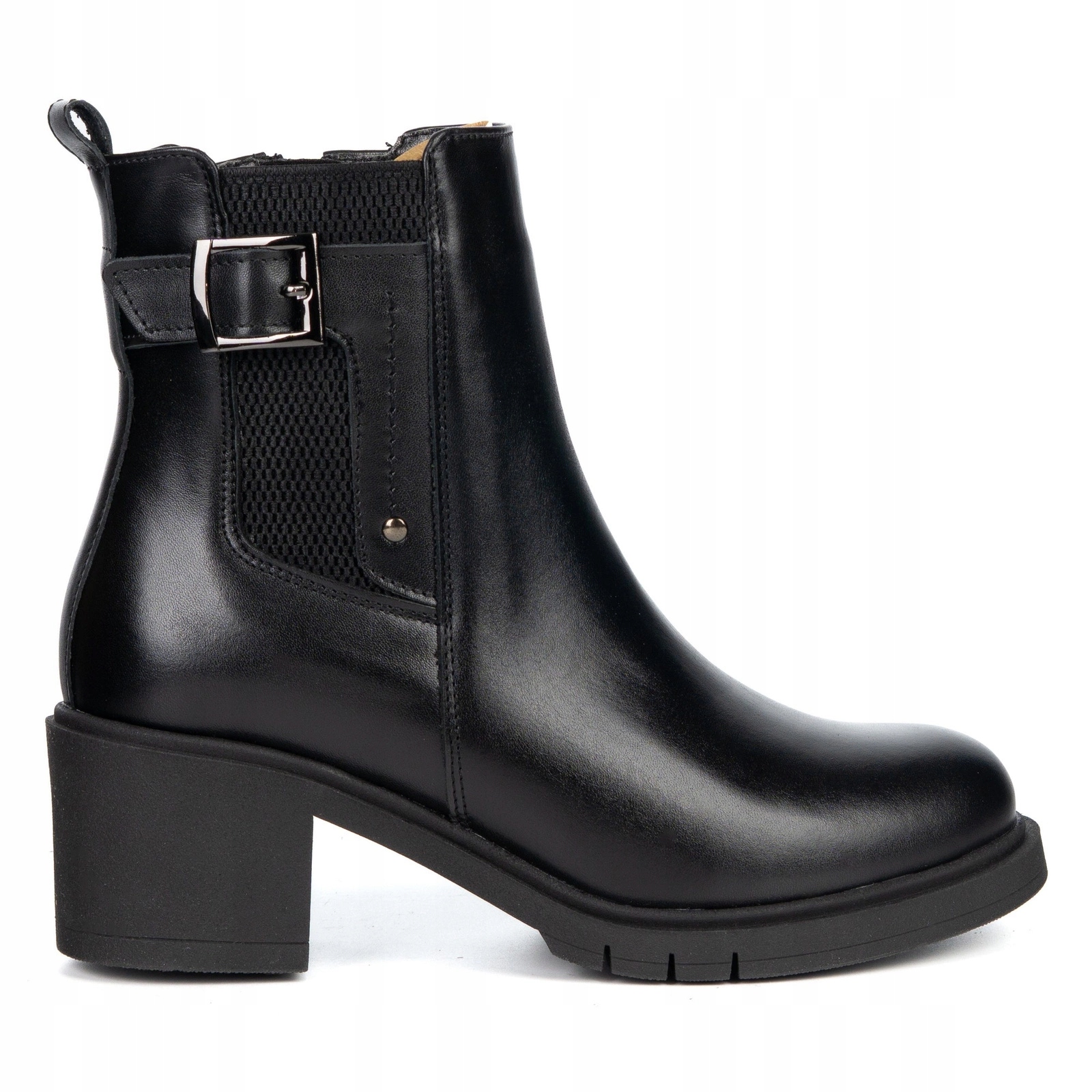 Dámské kotníkové boty 405BB na podpatku zateplené přikrývkou, lícová kůže 36