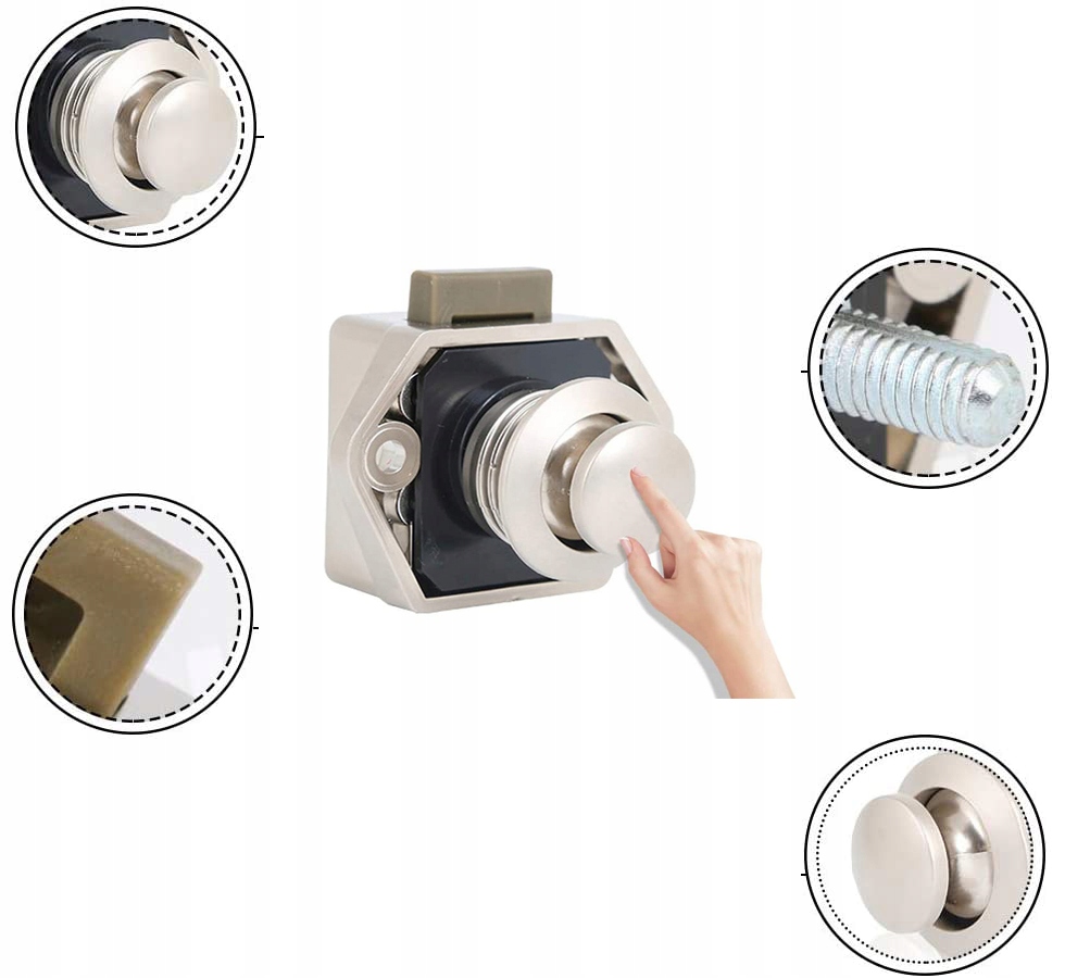 10szt ZAMEK MEBLOWY ZATRZASKOWY WCISKANY DO SZAFKI Szerokość 1 mm