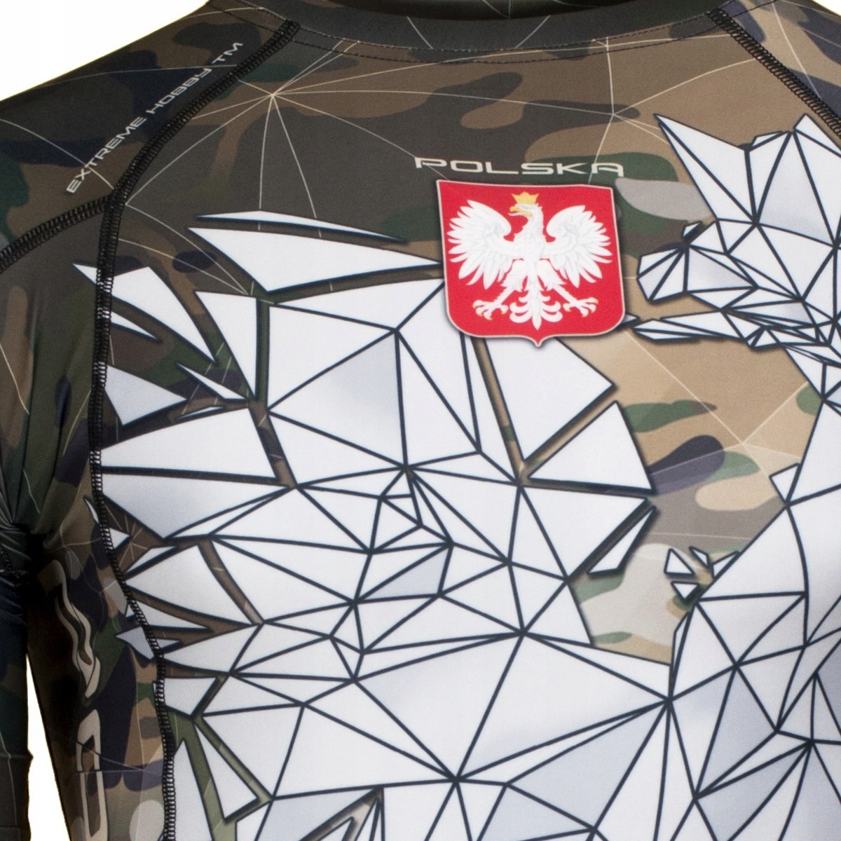 RASHGUARD SPORTOWY POLSKA EXTREME HOBBY CAMO - XXL Dekolt okrągły