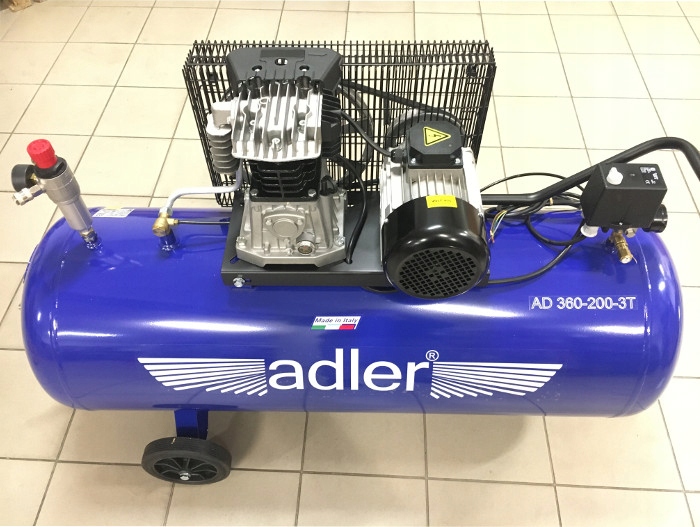 KOMPRESOR SPRĘŻARKA 200L 10 BAR 350 l/min WŁOSKI Marka Adler