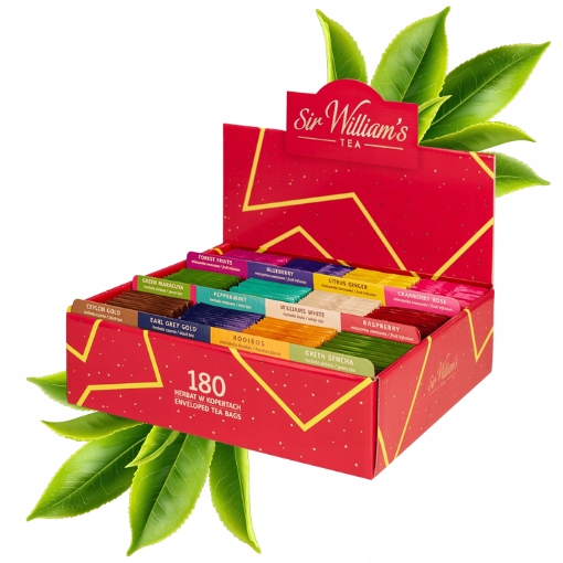Sir William's tekturowy prezenter z herbatą mix smaków 180 saszetek