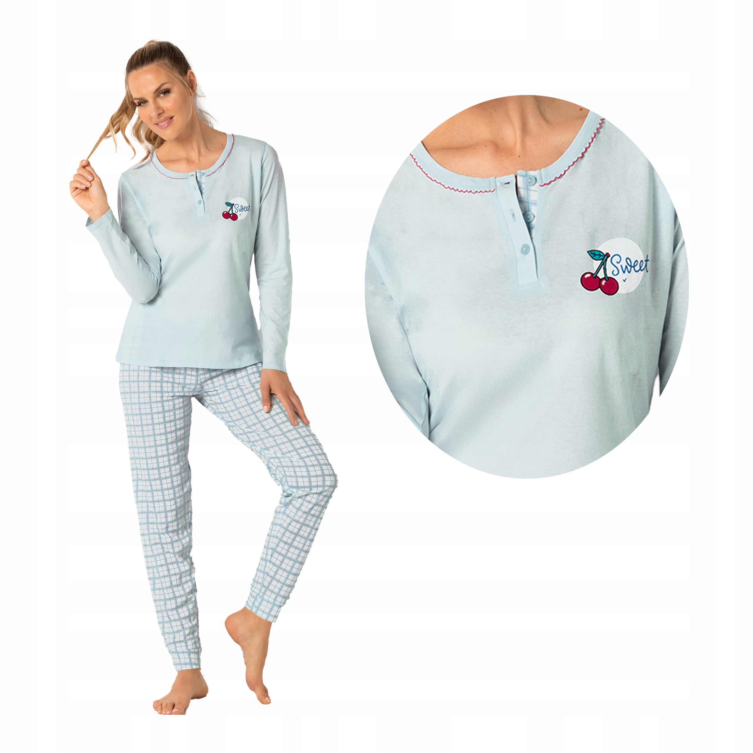 Dámské bavlněné pyžamo s dlouhým rukávem, dlouhé kalhoty 3XL Sielei