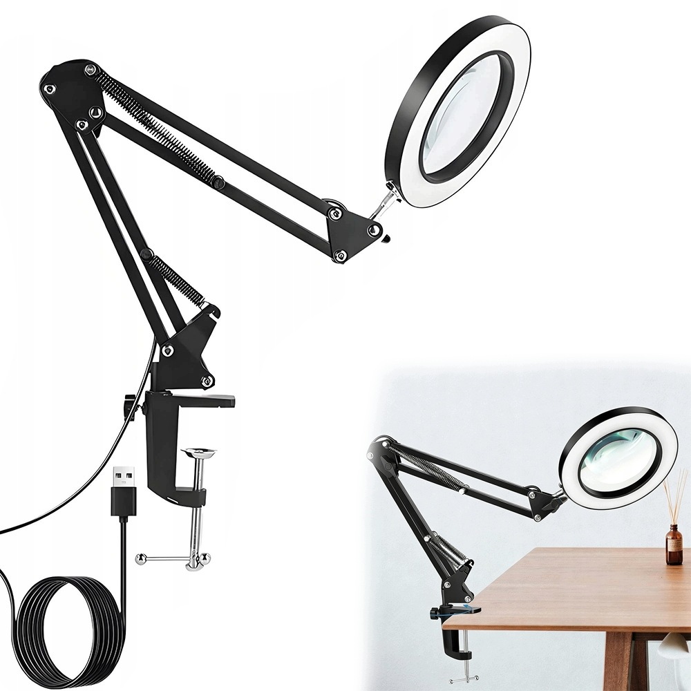 Lupa Se Světlem, 10NÁSOBNÁ Lampa S Lupou A Svorkou, Nastavitelné Rameno, Lupa