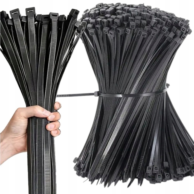 Opaski Zaciskowe Trytytki Kablowe Wytrzymałe Mocne Czarne 3x300 mm 100 szt