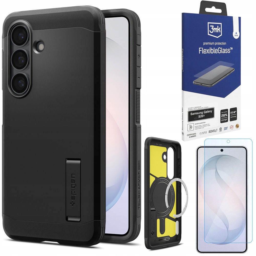 Pouzdro Spigen Tough Armor MagSafe Case Sklo 3mk pro Samsung Galaxy S26+ Plus