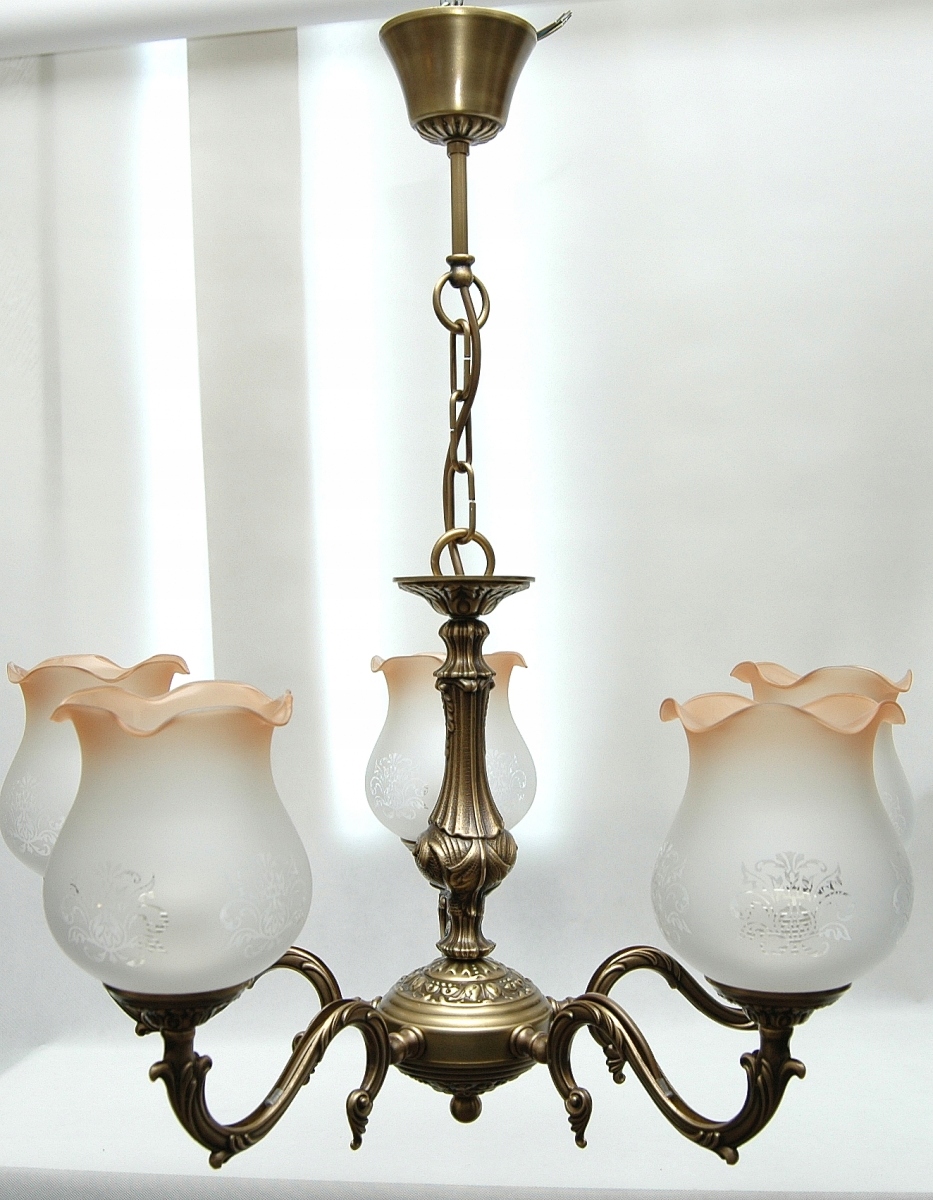 Mosadzný luster, závesná mosadzná lampa