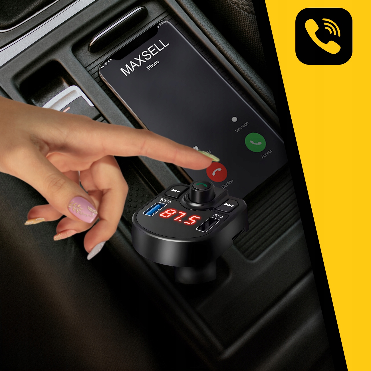 TRANSMITER BLUETOOTH AUDIO ŁADOWARKA FM AUX ODBIORNIK 2X USB Model TRANSMITER BLUETOOTH AUDIO