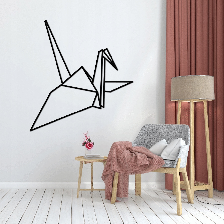 Jeřáb dřevěná dekorace Origami 70 cm do domácnosti