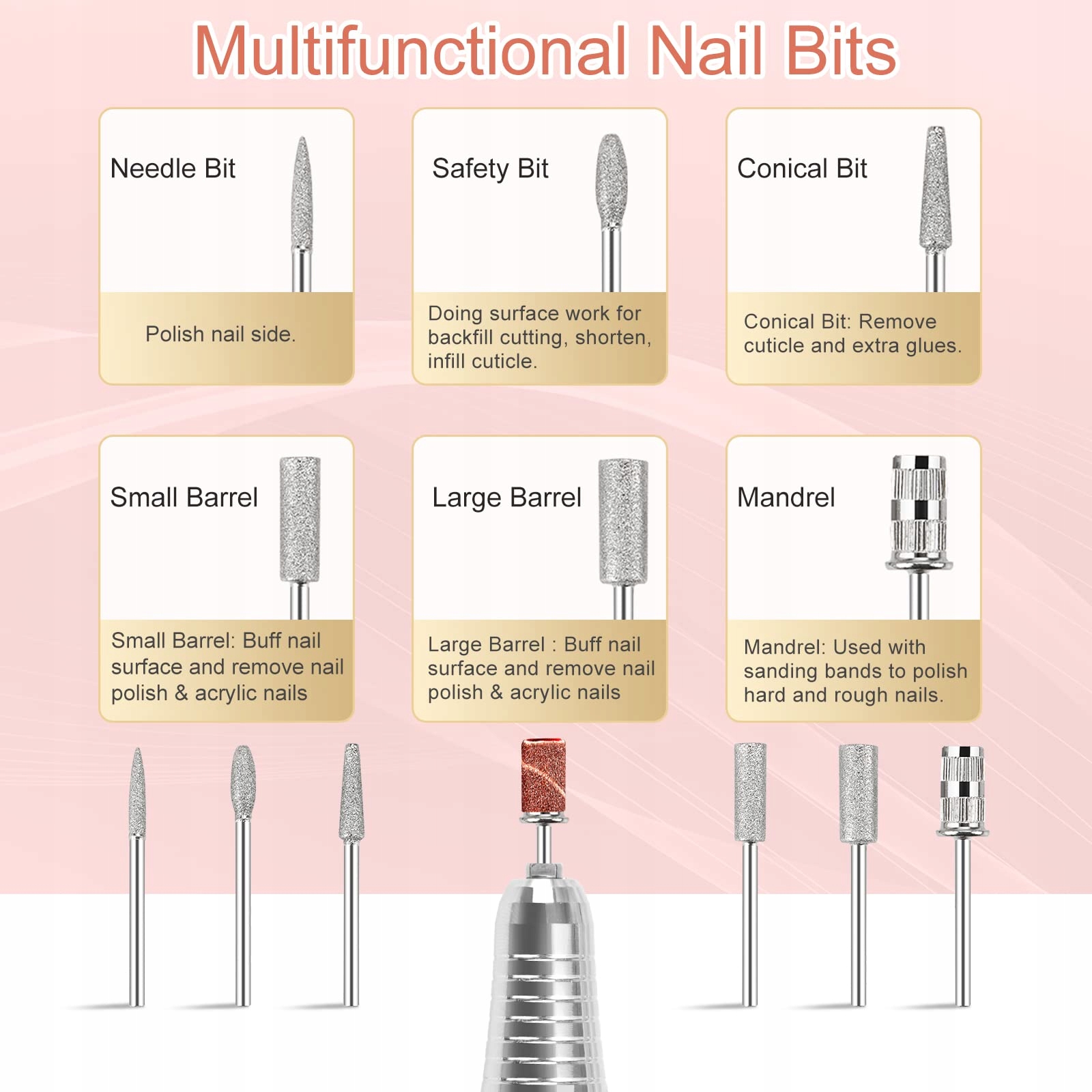 MADENIA Profesjonalna Frezarka Do Paznokci 35000 RPM Zestaw Manicure — miniatura 6