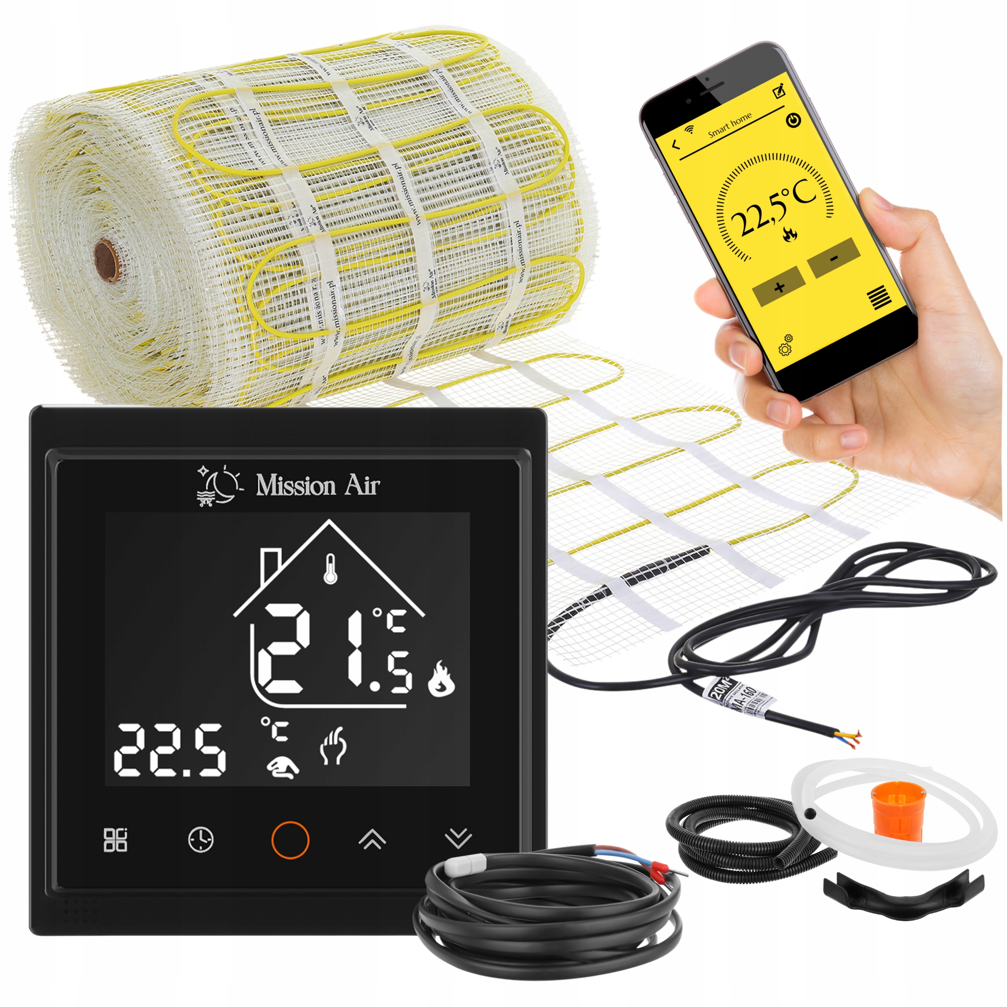 Sada podlahového vykurovania podlahy, vykurovacia rohož MA-160W/m² 20 m² WiFi