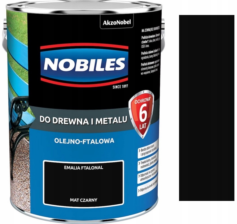Nobiles Ftalonal Farba Ftalowa Czarny Mat 5L