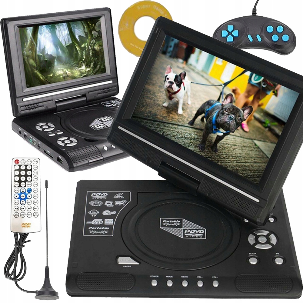 Přenosný DVD Přehrávač 7,8" 270° Displej 800 Mah S Funkcemi Tv/fm/usb/her