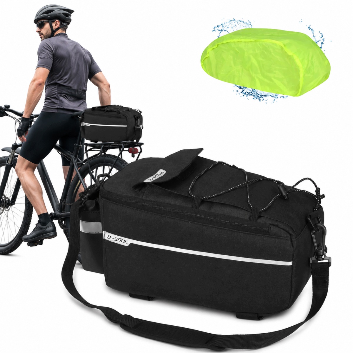 Sakwa Torba Rowerowa Na Bagażnik Wodoodporna Ramię Kufer Duża Pojemna 10L