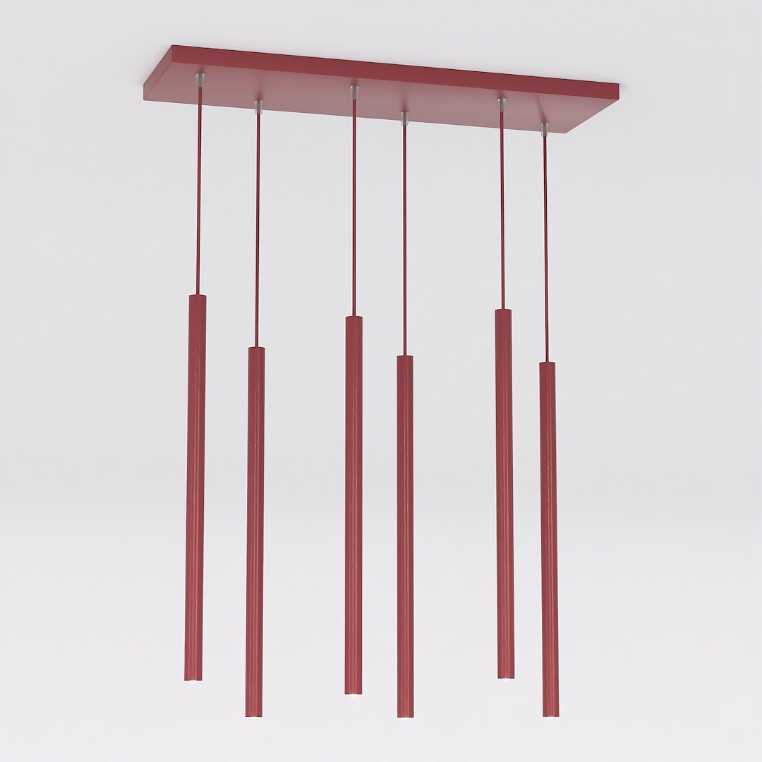 Závesná lampa Selter 6 valcová burgundská, 6x G9, 120x59 cm