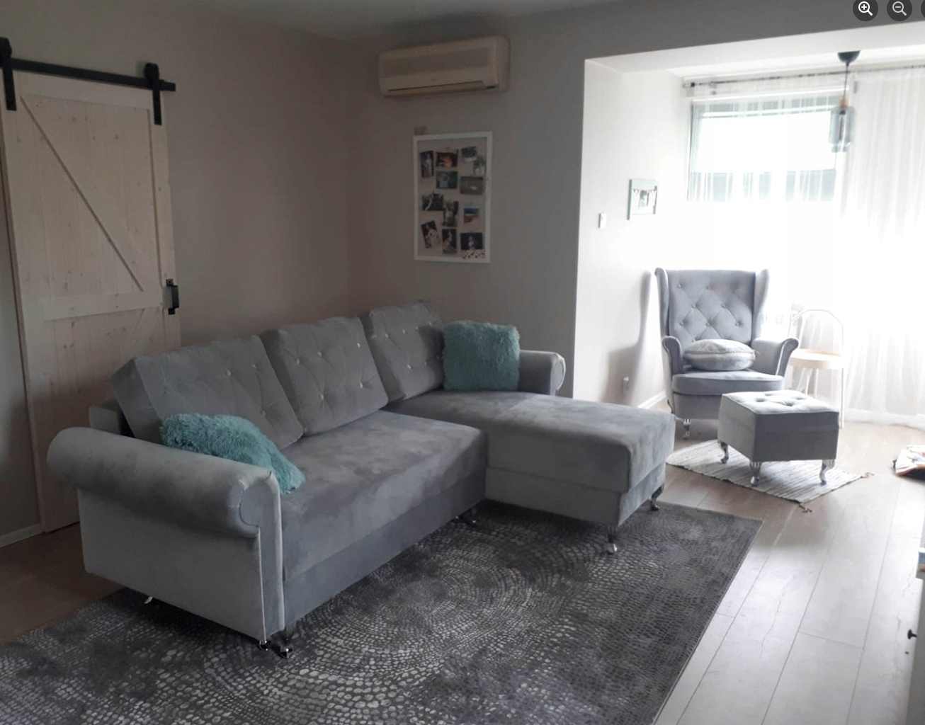 NAROŻNIK GLAMOUR+FOTEL USZAK Z PODNÓŻKIEM - ZESTAW