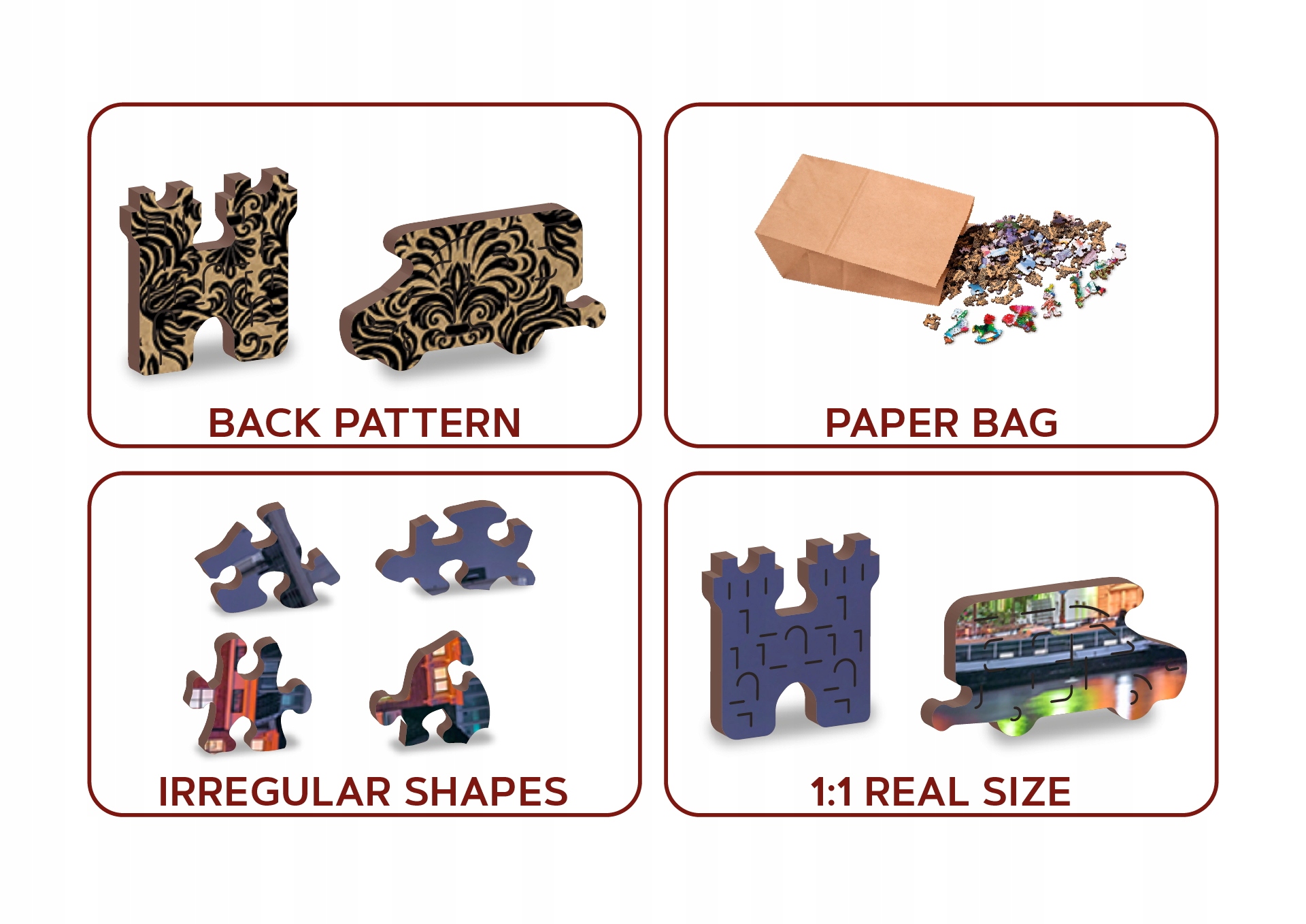 Drewniane Puzzle Amsterdam Nocą 500 +5 elemenów Marka WoodenCity