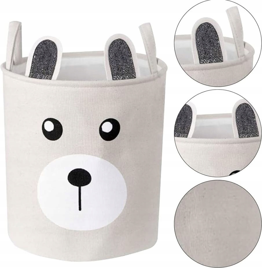 KOSZ ORGANIZER NA ZABAWKI BIELIZNE MIŚ WODOODPORNY Kolor biały