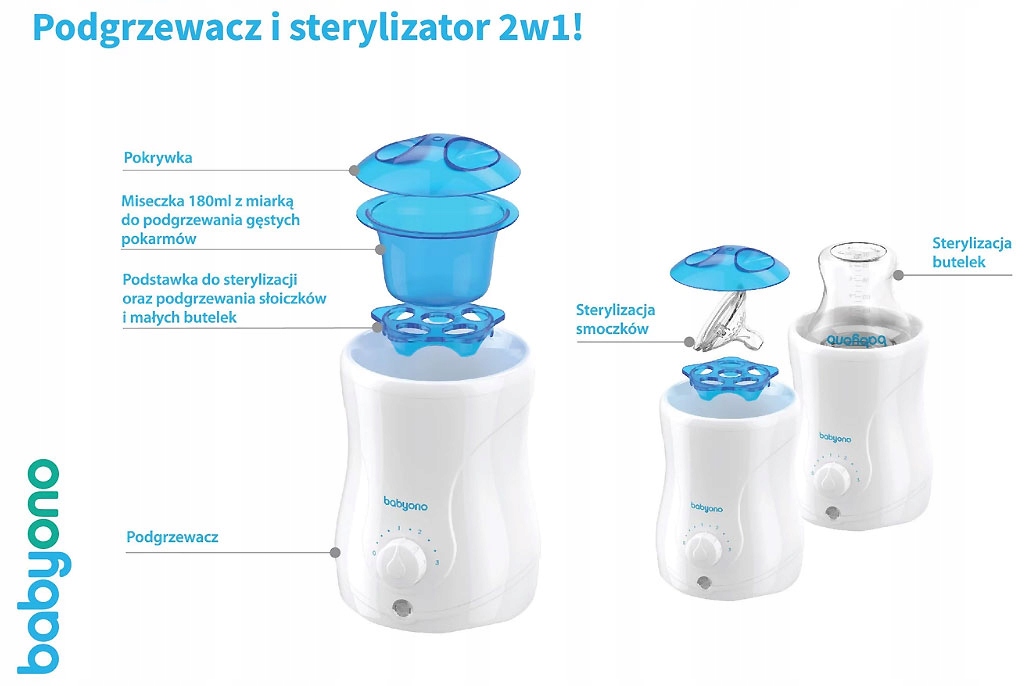 Podgrzewacz Elektryczny i Sterylizator 2w1 Babyono Kolor biały