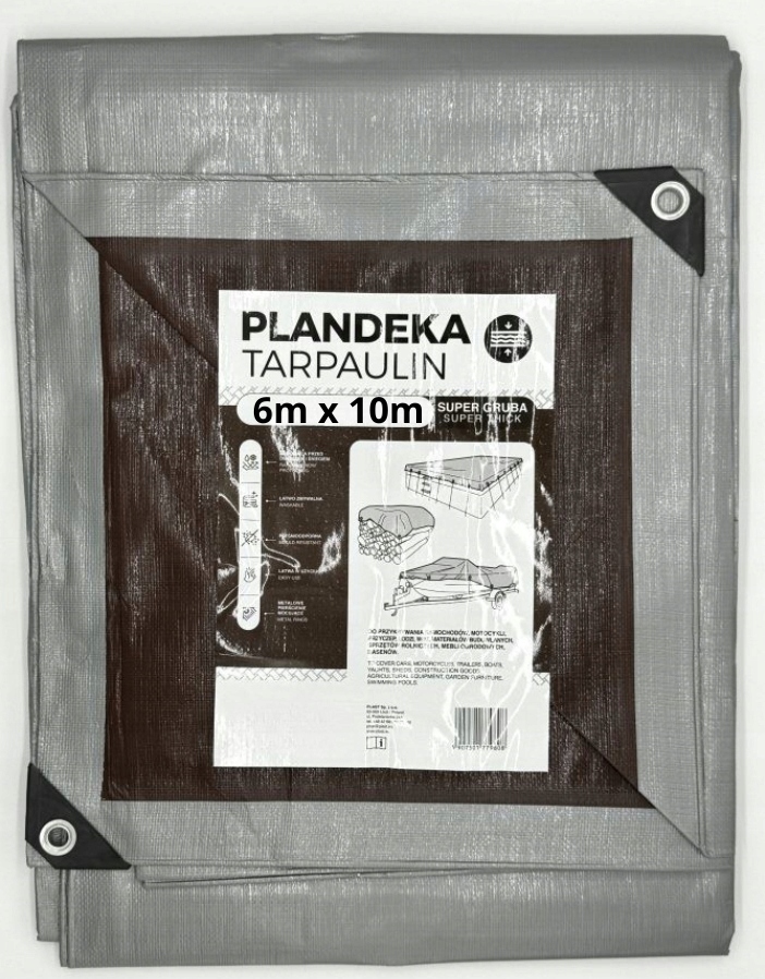 Plachta voděodolná 6x10 m stříbrná silná ochranná Plachta