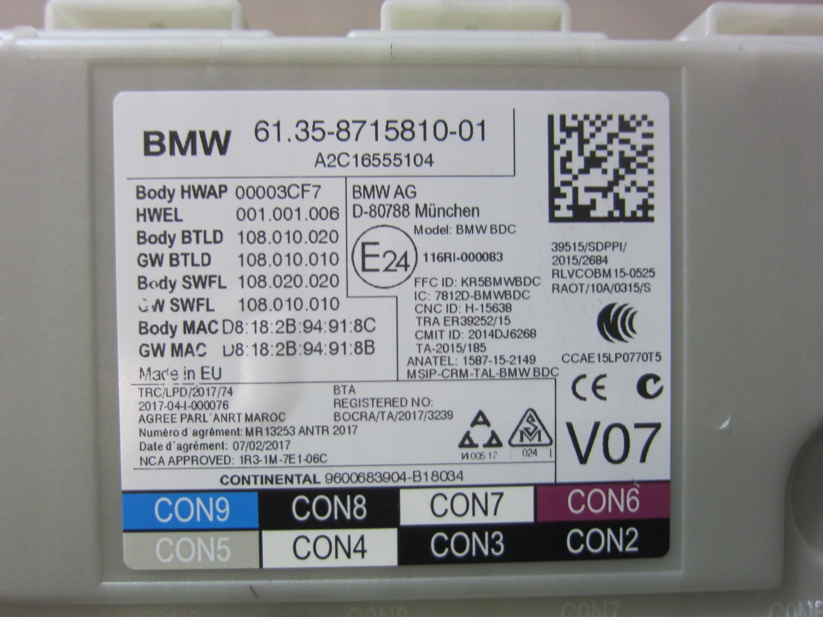 BMW X3 G01 G30 Bedienteil BDC Computer modul 61358715810 5A908E8 8715810