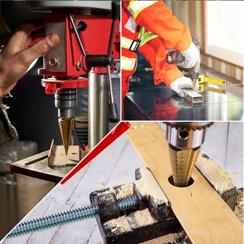 MOCNE WIERTŁA STOŻKOWE CHOINKOWE WIERTŁO STOPNIOWE DO METALU ZESTAW 4-32MM Marka Aptel