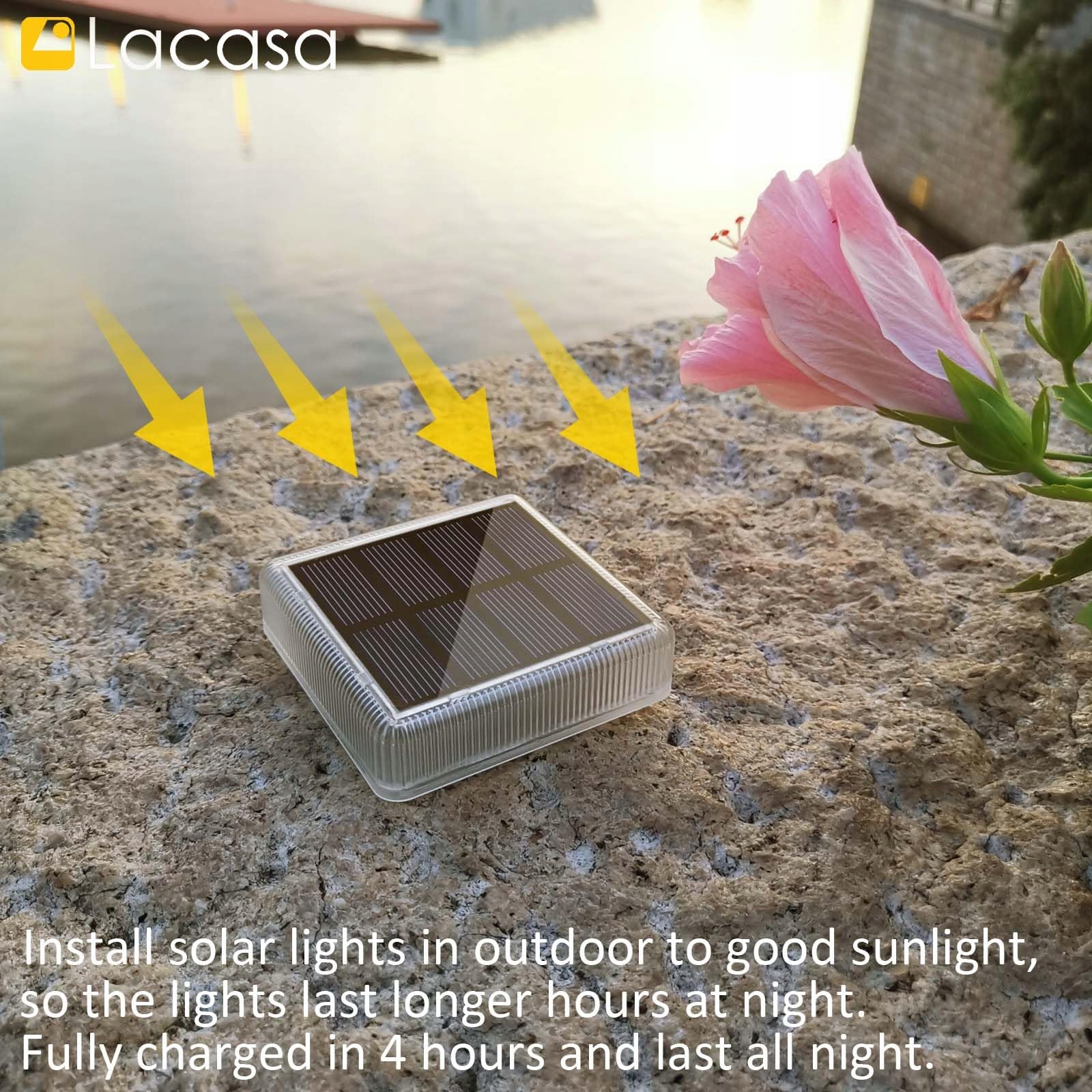 LACASA Solarne Lampy Zewnętrzne 4 Sztuki Niebieskie Światło IP68 LED Ogród — miniatura 2