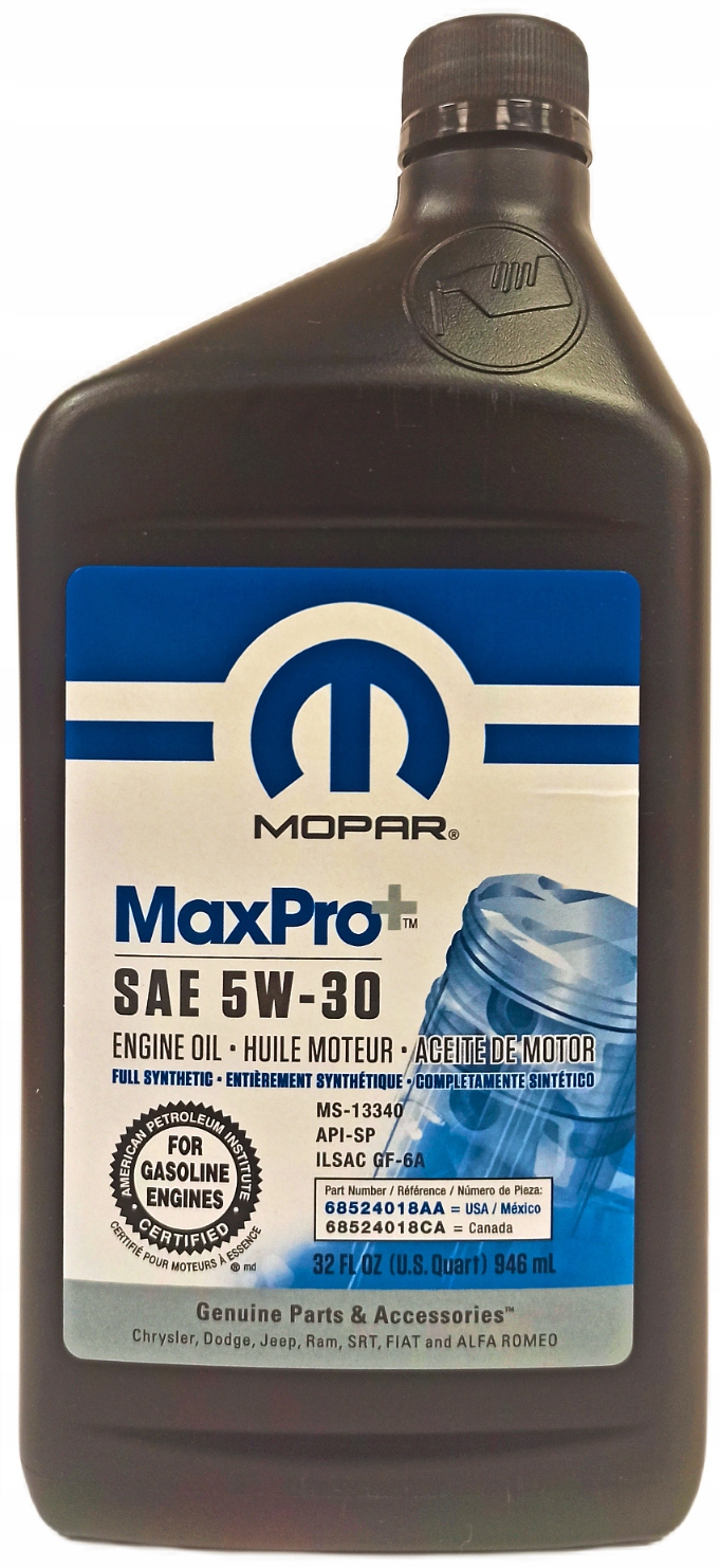 

100% Syntetyk Mopar 5W30 MaxPro+ MS-13340 (0,946L)