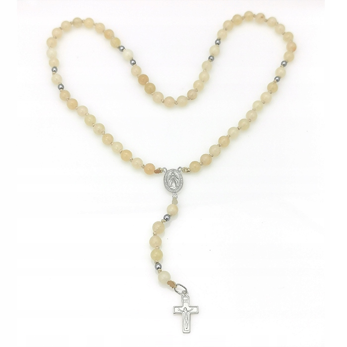 Růženec Ručně Vyrobený Ze Žlutého Jadeitu Stříbro 925