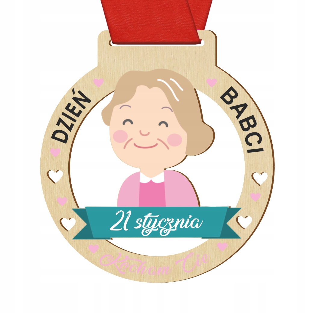 

Medal Dzień Babci Dziadka upominek serce M