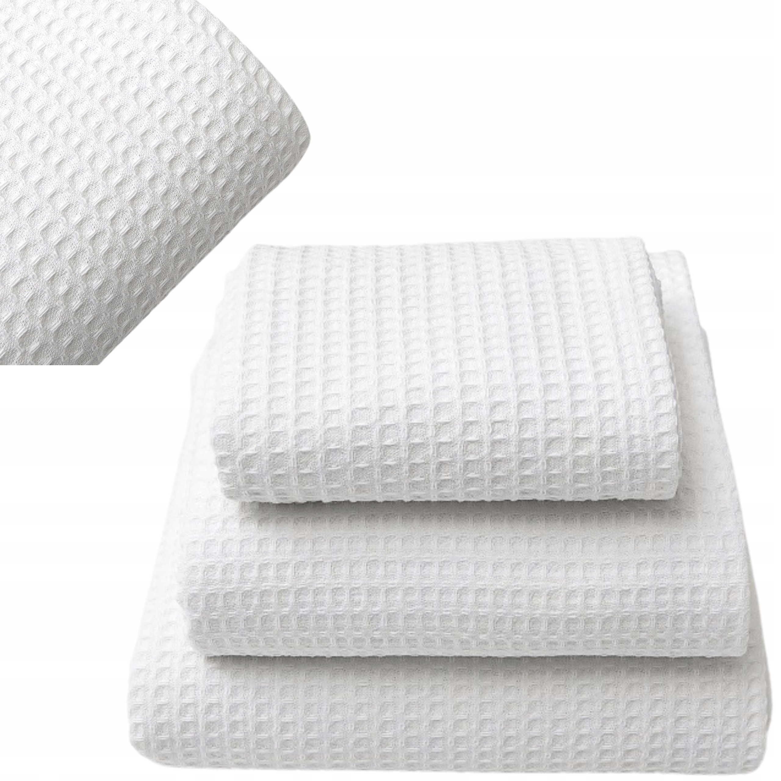 

Biały duży ręcznik waffle kratka 80x155 cm bawełna