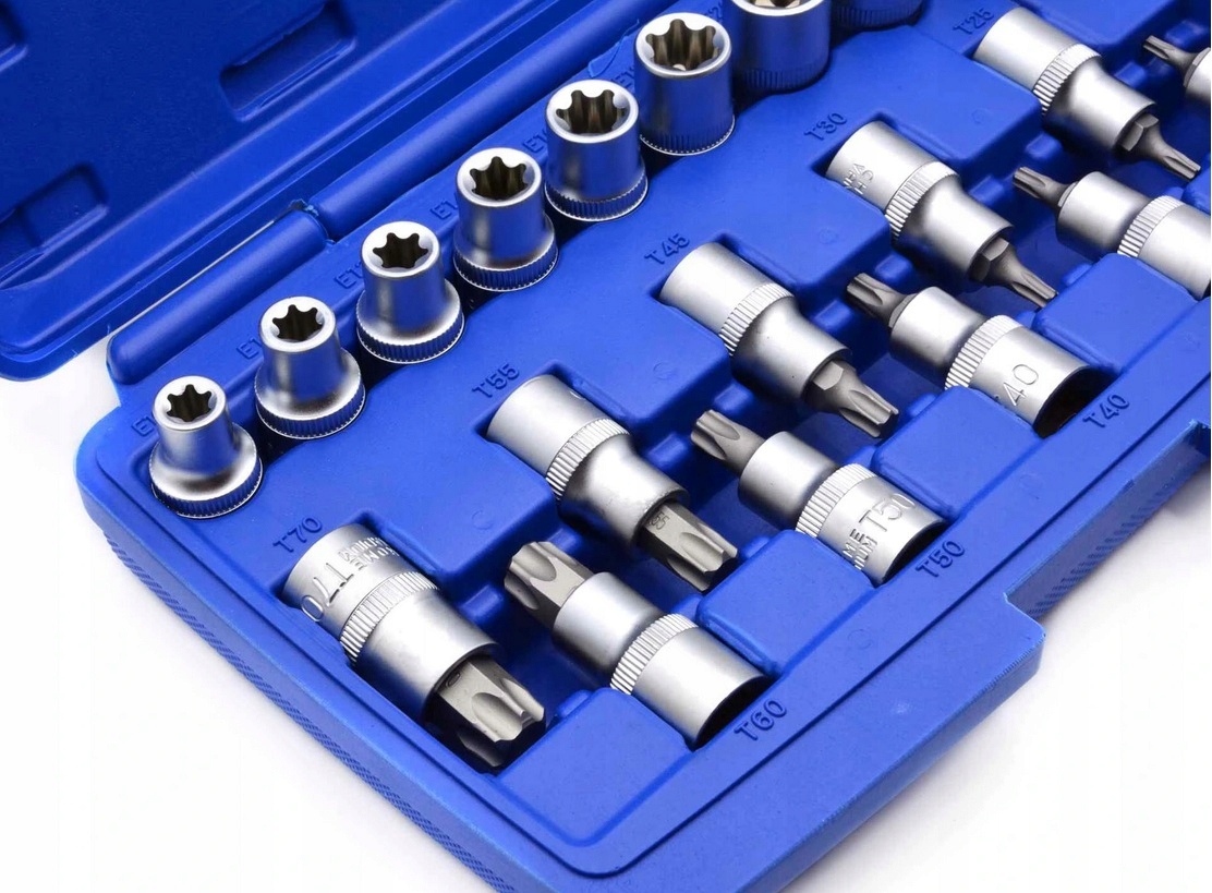 ZESTAW NASADEK NASADKI KLUCZE E-TORX 19ELE Marka Falon-Tech