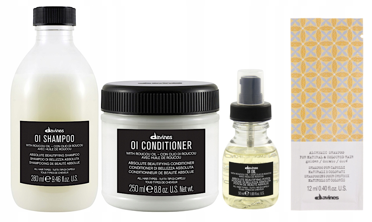 Davines Oi Oil výživná a hydratační sada zlatý šampon 12 ml Bonus