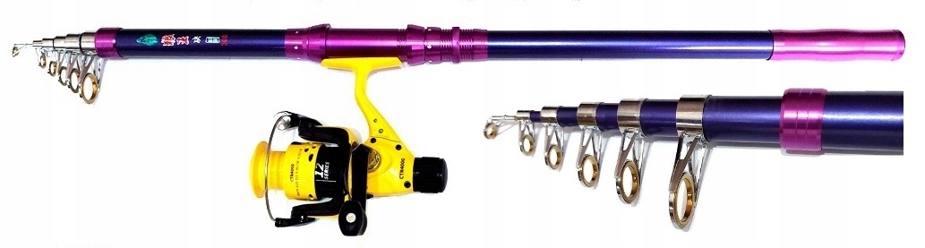 Zestaw Kolorowa Wędka 3,6 m Dla Dziewczyny Dobry Kołowrotek 12 Ball Japan